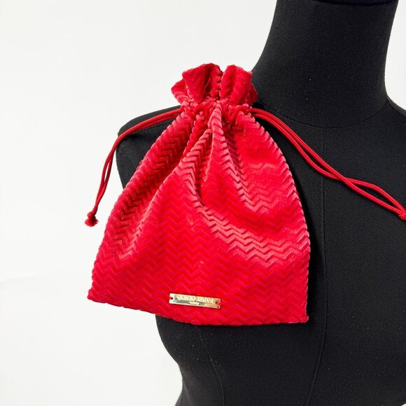 GIORGIO ARMANI RED VELOUR MAKEUP POUCH - Picture 4 of 7